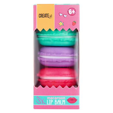 Erstelle es! Candy Lippenbalsam Macaron Box, 3 Stk.