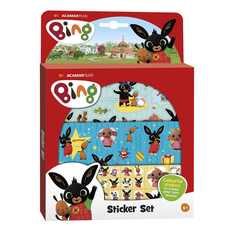 Bambolino Bing Sticker, 3 Stickerbögen mit Spielhintergrund, Kreativspielzeug - ab 3 Jahren - Spielzeug