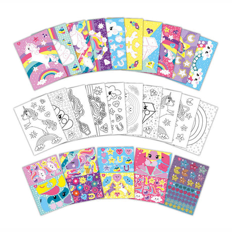 Totum Einhorn Aufkleber Puzzle Aktivitätsbuch A5 – Urlaubsbuchaufkleber nach Zahlen inkl. Malvorlagen - Spielzeug für Mädchen ab 3 Jahren