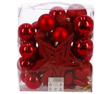 Edelman House of Seasons Weihnachtsbaumschmuck Kunststoff rot 40 Stück