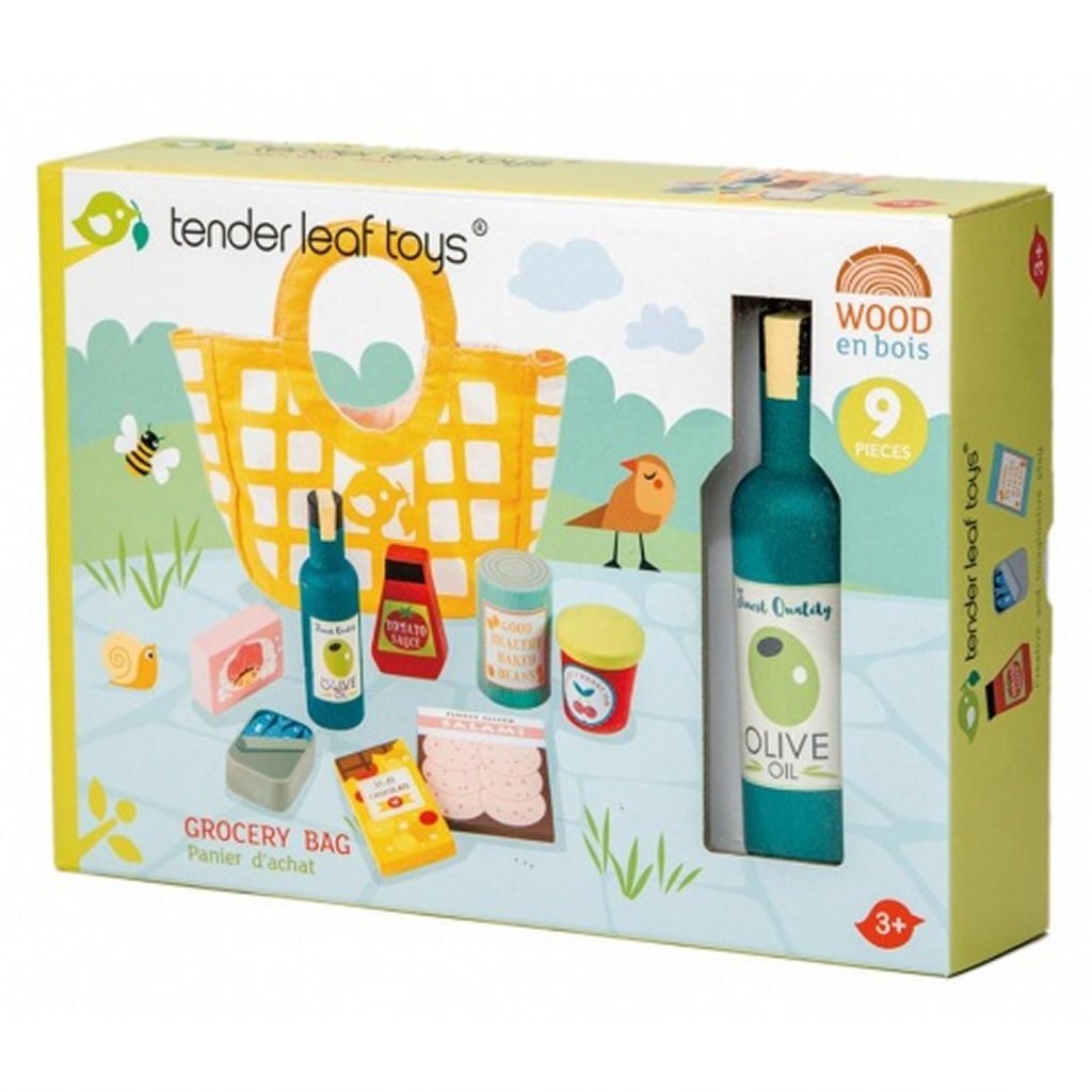 Tender Toys Lebensmittel aus Holz + Leinentasche