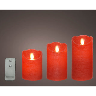 LED-Wellenkerze Wachs Wave Top Bo Indoor Mix Rot H.15cm T.7,5cm
