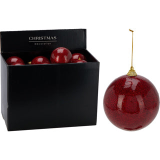 Weihnachtskugel 100mm glitzerrot | 24 Stück