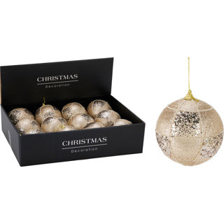 Weihnachtskugel 100mm glitzergold | 12 Stück