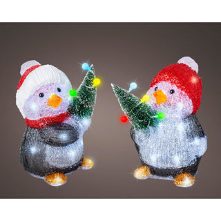 LED-Pinguin-Acryl-Pinguine-Steadybo für den Außenbereich, 2-fach, 17 cm x 17,5 cm x 26 cm