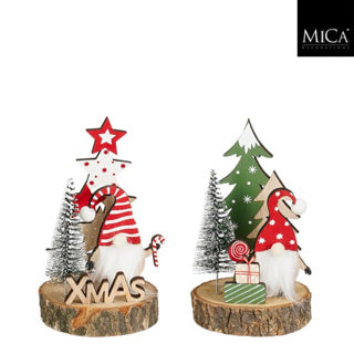 Dekoration Weihnachtsmann rot grün 2-fach sortiert FSC 100% H14xT1cm | 4 Stück