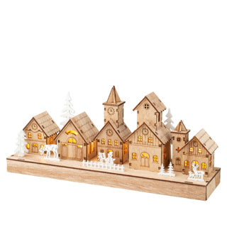 LED-Landschaft aus Sperrholz, innen stabil, L. 8 cm x B. 30 cm x H. 13,5 cm