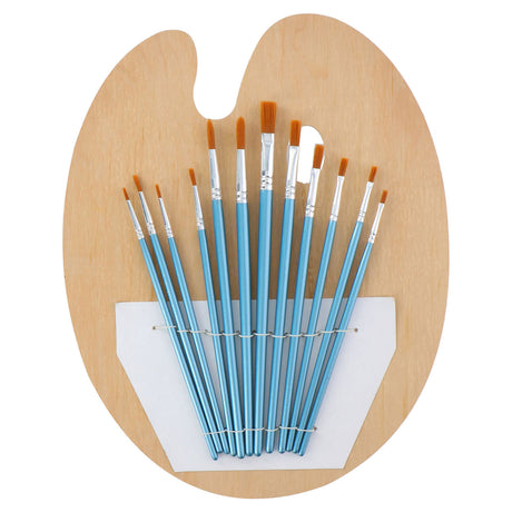 Kreative Kinderpinsel mit Malerpalette aus Holz, 13-tlg.