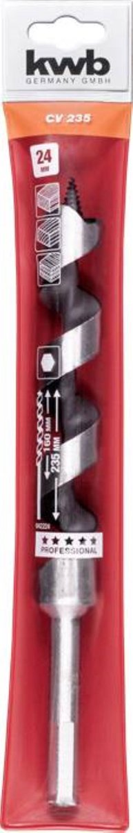 Kwb slangenboor ø 24 x 235 mm - centreerpunt - professional line - zeskantschacht - 042224