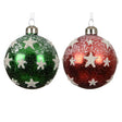 Kerstballen glas shiny with snow on top 2col ass | 12 stuks