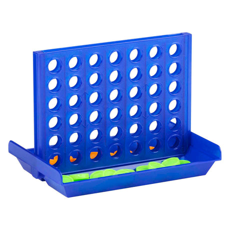 Eddy toys connect 4 reisspel - compact 4 op een rij spel voor onderweg - strategisch denkspel voor kinderen en volwassenen - inklapbaar speelbord - kunststof - blauw