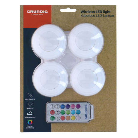 Grundig farbwechselnde kabellose LED-Lampe, 4er-Set