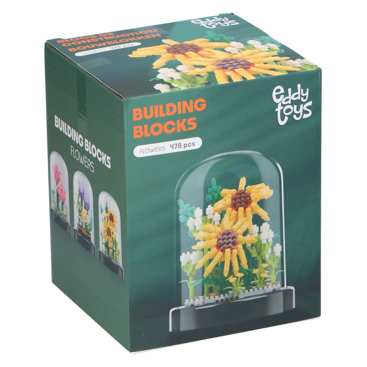 Blumenbausteine in einer Glasglocke