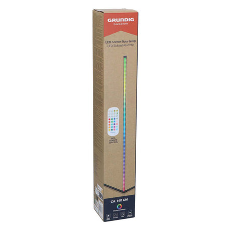 Grundig rgb led hoeklamp - hoeklamp led staand - rgb vloerlamp met muzieksensor en afstandsbediening - 140 cm - meerkleurig