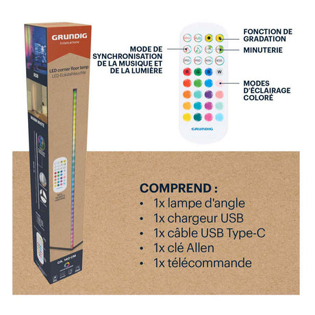 Grundig LED-Eckleuchte mit Fernbedienung, 140cm