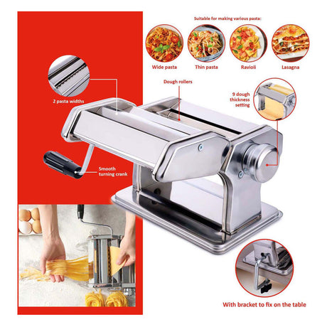 Alpina Nudelmaschine Bedienungsanleitung – Edelstahl – Tischklemme – Spaghetti, Ravioli, Lasagne