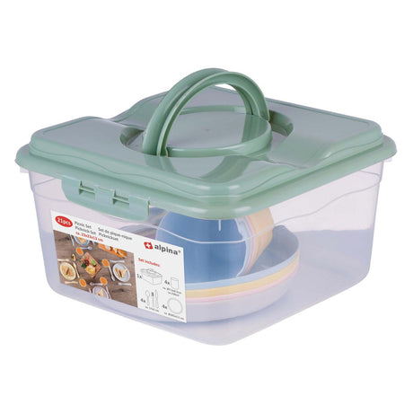 Alpina Picknick-Set in Aufbewahrungsbox, 21-teilig.