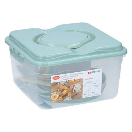 Alpina Picknick-Set in Aufbewahrungsbox, 21-teilig.