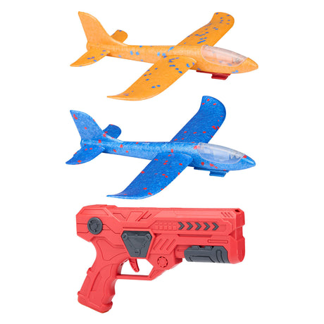 Eddy toys glider gun 2-in-1 - pistool met zweefvliegtuig - launcher speelgoed met glider vliegtuig - speelgoed vliegtuig met lanceerpistool - 1 willekeurige kleur