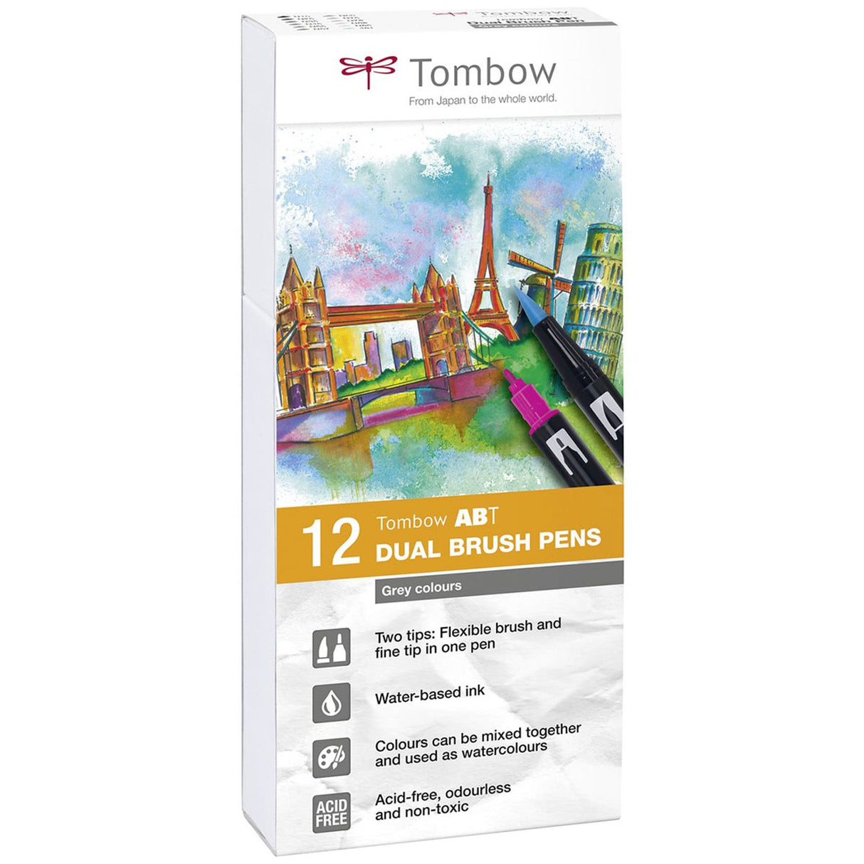Tombow • Pinselstift, Dual-Pinselstift-Set, Primärfarben, 12 Stück