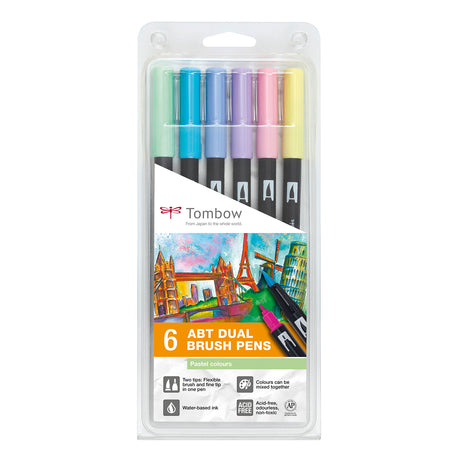 Tombow • Pinselstift und Dual-Pinselstift-Set, Pastellfarben, 6-tlg