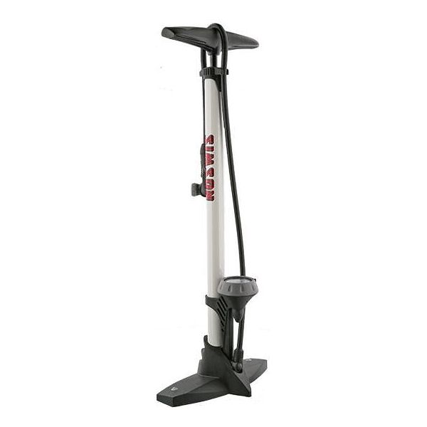 Fahrradpumpe mit Manometerstahl 61 cm weiß (020601)