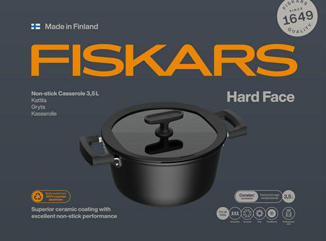 Fiskars pot 3,5 l met niet-aanhechtende coating en harde gezichtsdeksel