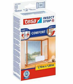 Tesa Insect Stop H L Fliegengitter Premium für Fenster – Insektenschutz mit starkem Klettverschluss, rückstandslos abnehmbar, zuschneidbar – 170 x 180 cm – Anthrazit (transparent)