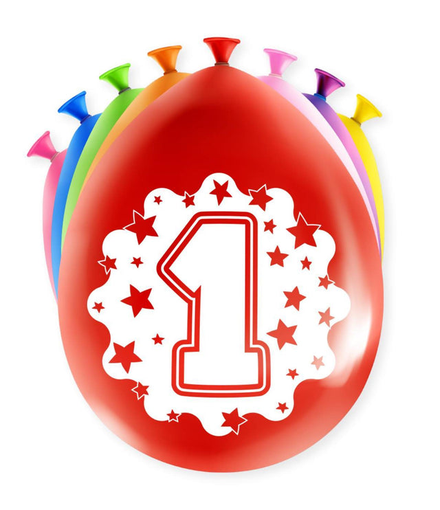 Paperdreams happy party ballonnen - 1 jaar - pak a 8 stuks latex