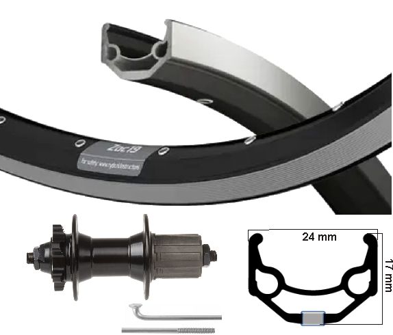 KGS Hinterrad 26 Zoll (559) ZAC19 Black Silver Kassette 8 9 Disc Dropout