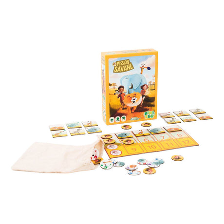 Geronimo-Spiele Mission Savane – Kiwizou – Kinderspiel – ab 5 Jahren – für 1 bis 4 Spieler