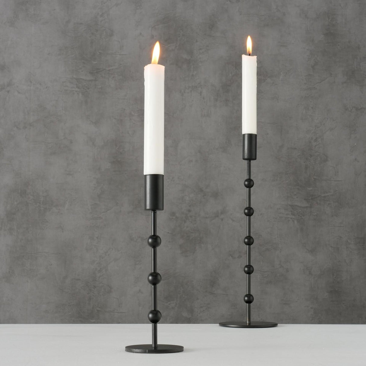 Boltze Home Kerzenständer Metall schwarz 2 Stk. h20-30cm