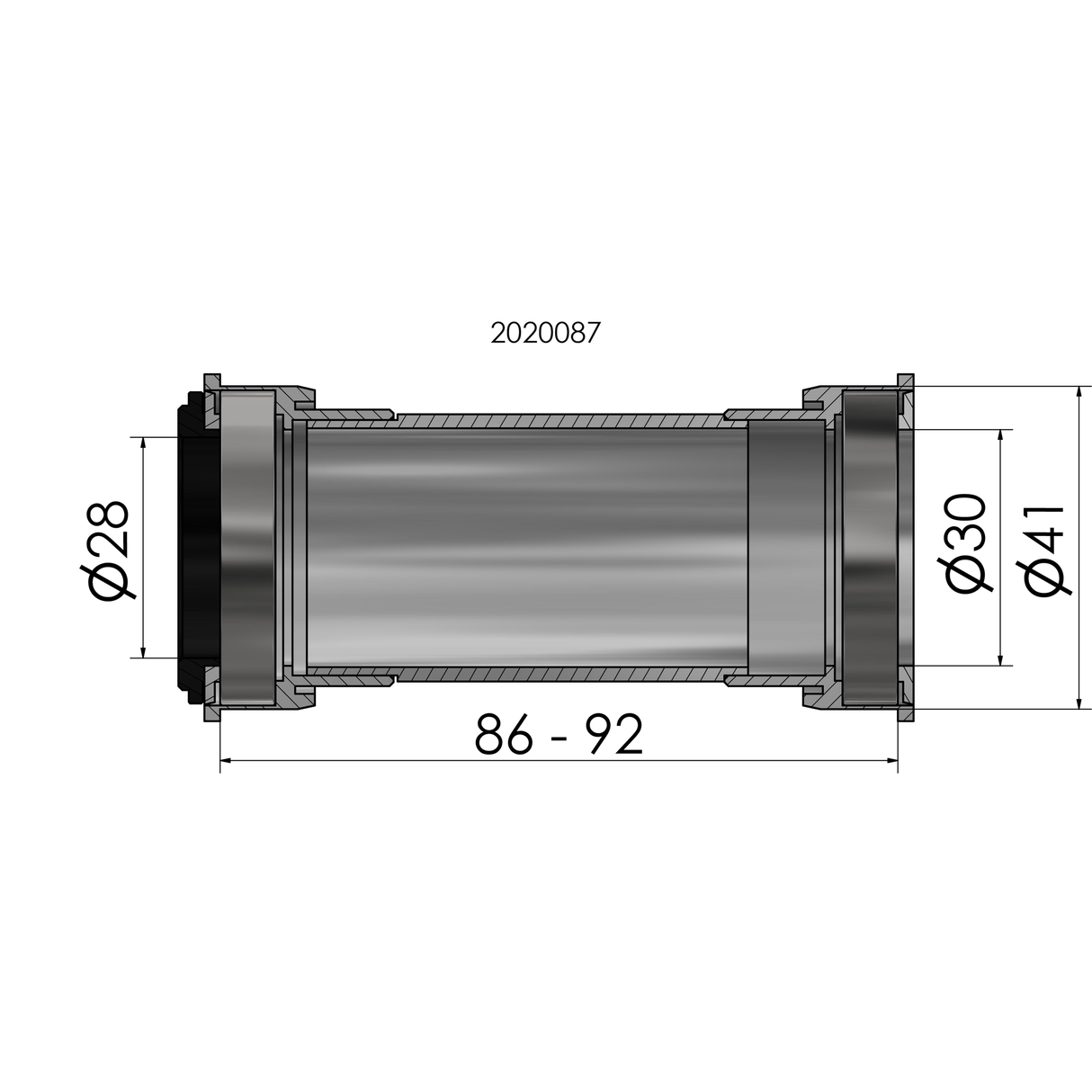 Twist Fit Bod Breach Eledes für BB86 BB92 für Praxis Road MTB 41 x 86-92 mm