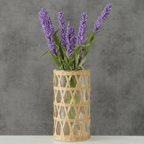 Boltze Home Vase Favro Glas mit Seegrasgehäuse ã˜11xh20cm
