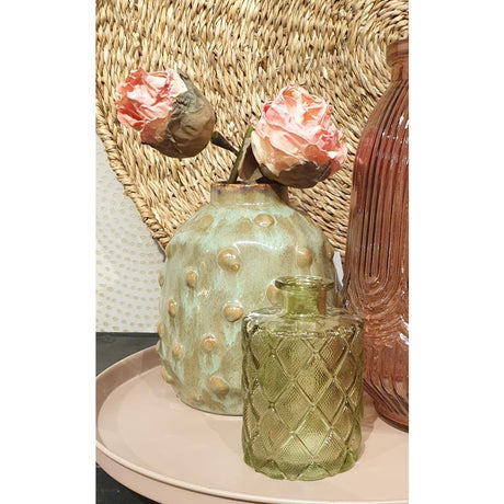 Hbx natürliche lebende Vase Glas Vinty ø9xh15cm grün