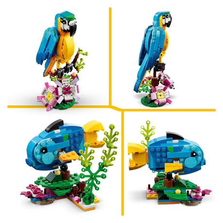 Lego Creator 3in1 exotisches Papageien-Frosch-Fisch-Tierspielzeugset für Kinder – 31136