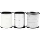 Creativ Company Geschenkband, B: 10 mm, Silber, Glitter Silber, Weiß, 3x15 m 1 Box