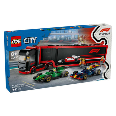 Lego City 60445 F1-Truck mit RB20- und AMR24-F1-Autos