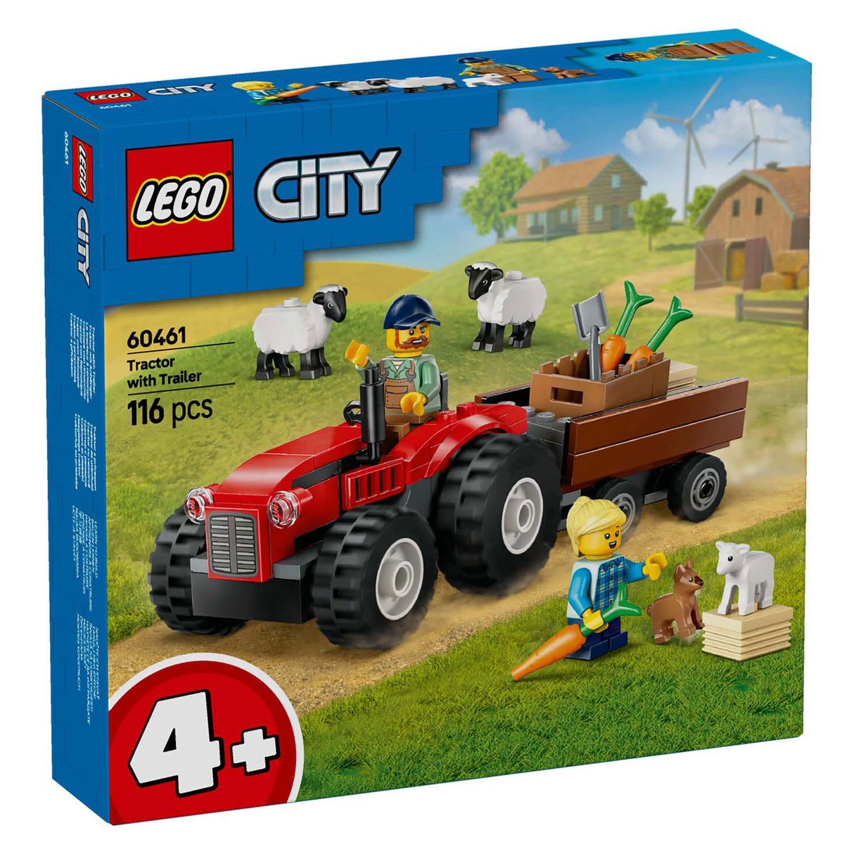 Lego City 60461 roter Traktor mit Anhänger und Schafen