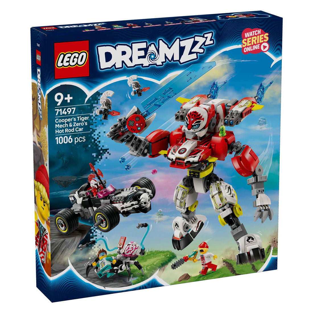 Lego Dreamzzz 71497 Coopers Tiger Mech und Zero's Hot Rod Auto