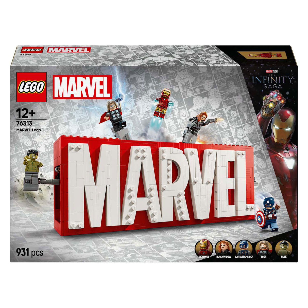 Lego Superhelden 76313 Marvel-Logo und Minifiguren