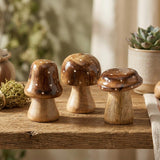 Boltze Home Pilzholz braun mit glänzender Oberseite