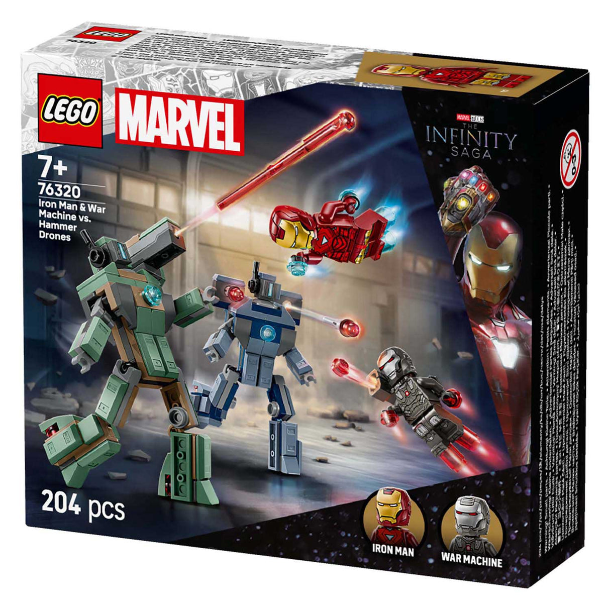 Lego Superhelden Marvel 76320 Iron Man und Kriegsmaschine gegen Hammerdrohnen