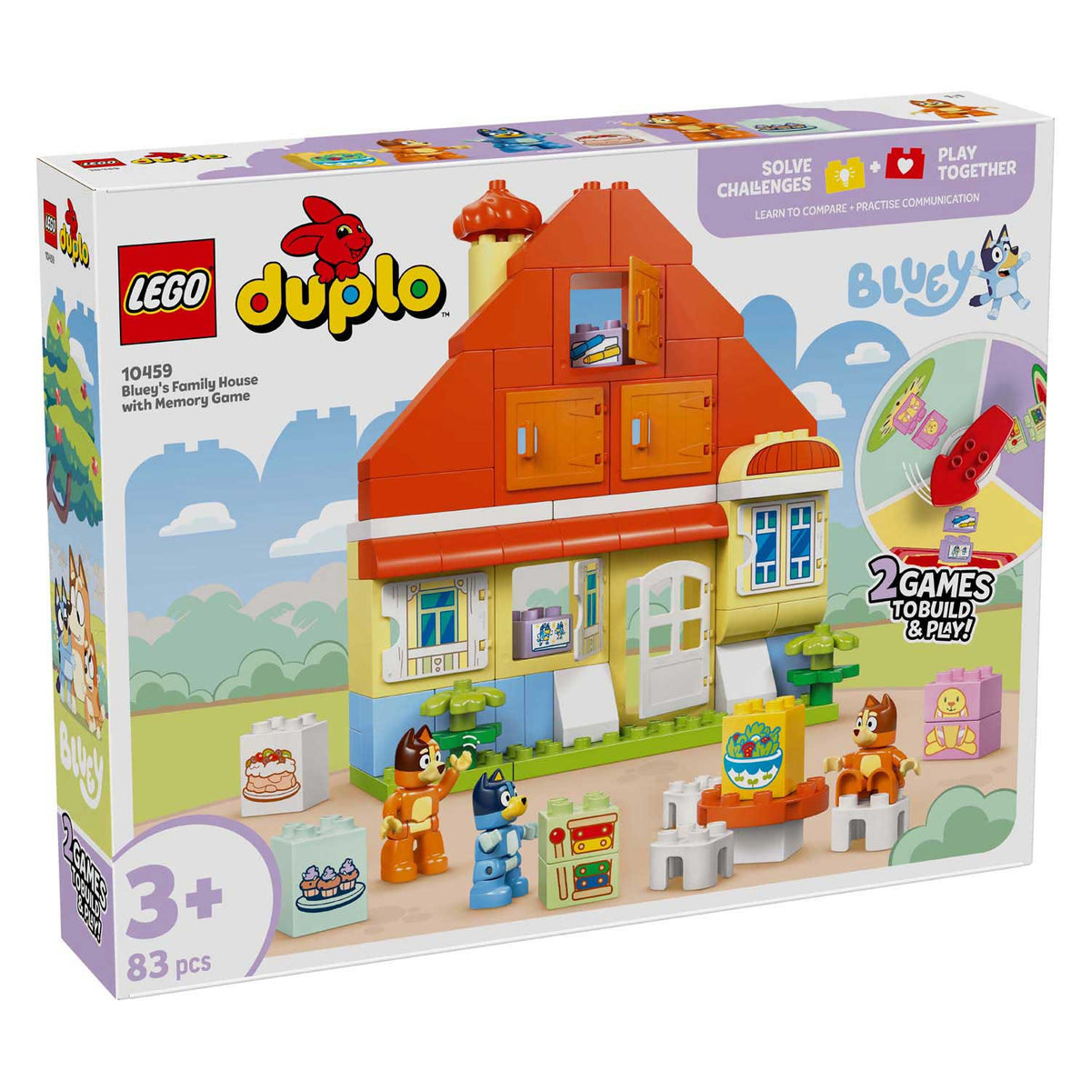 Lego® duplo® Bluey: Haus von Bluey und ihrer Familie mit Memory-Spiel – 10459