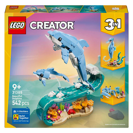 Lego® Creator 3in1 Meerestiere: Wunderschöne Delfine – in ein Seepferdchen oder eine Krabbe umbauen – 31385