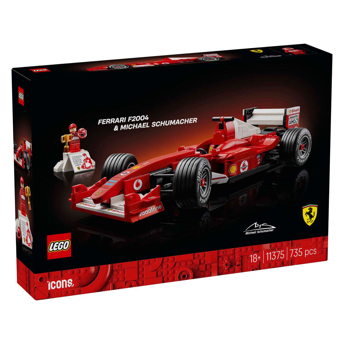 Lego-Ikonen Ferrari F2004 und Michael Schumacher - 11375