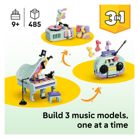 Lego Creator 3in1 Klavier mit Katze und Radio- und Plattenspielerspielzeug für Kinder 31392