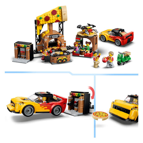 Lego City Pizzacenter mit Fahrzeugen, Pizzaspielzeug für Kinder 60496