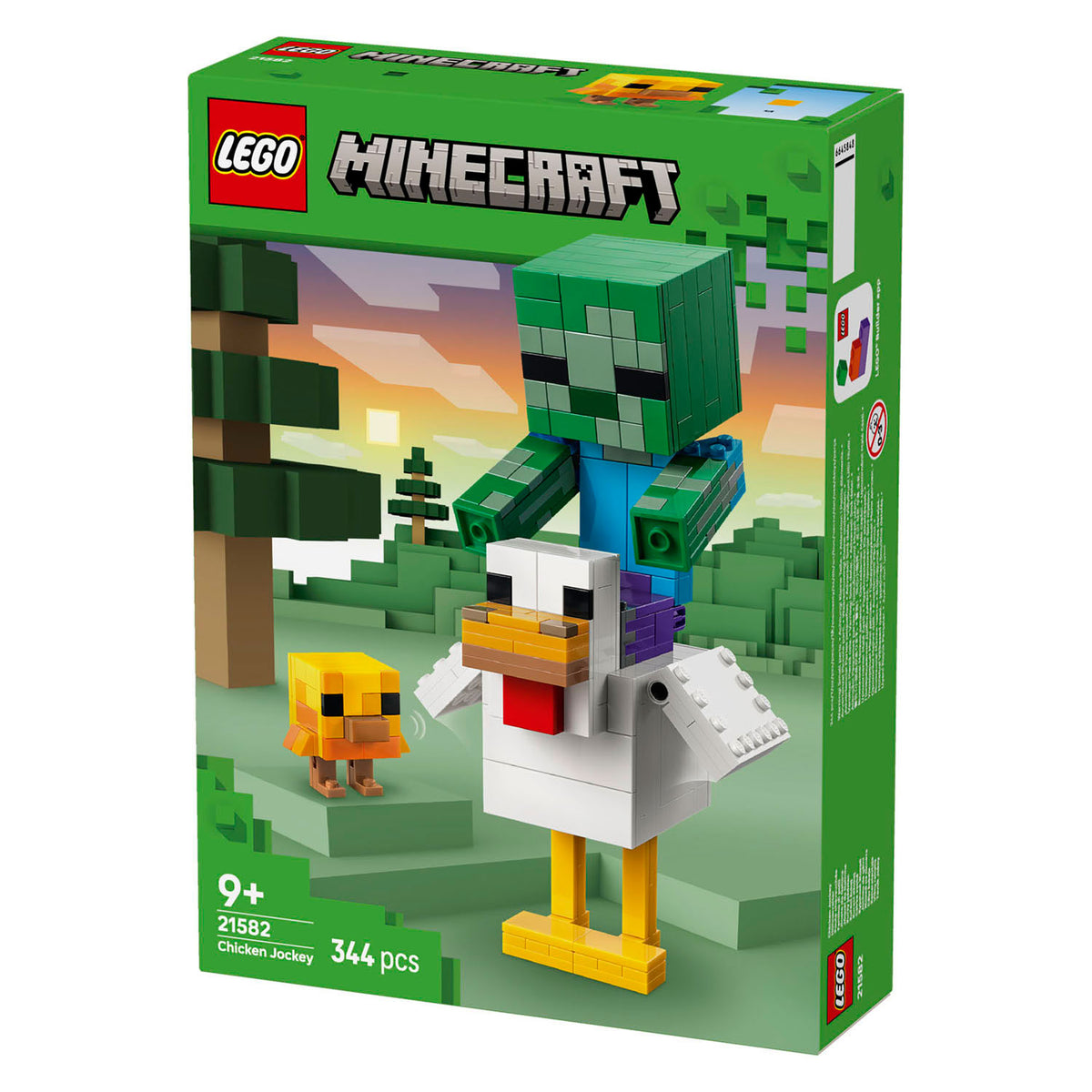 Lego ® minecraft® kipberijder bouwspeelgoed - gamingdecoratie met babyzombie, kip en kuiken - cadeautip voor jongens en meisjes vanaf 9 jaar - 21582