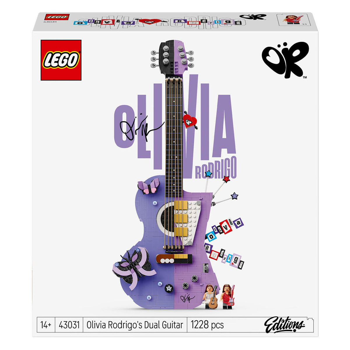 Lego editions olivia rodrigo's dubbele gitaar bouwpakket voor kinderen en tienerkamer decoratie - 43031